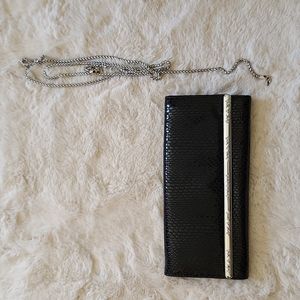 Brighton black leather clutch with removable chain